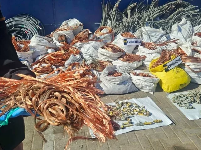 PDI incauta 5 toneladas de cobre en Copiapó por robo de metales